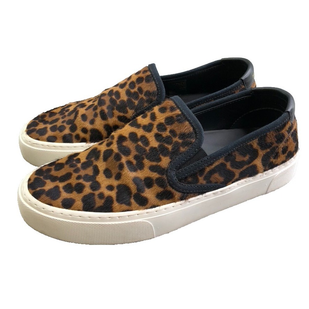 Saint Laurent Ponyhair Calf Sneakers Womens 38.5 8.5 Slip On Comfort Streetwear - Picture 2 of 13